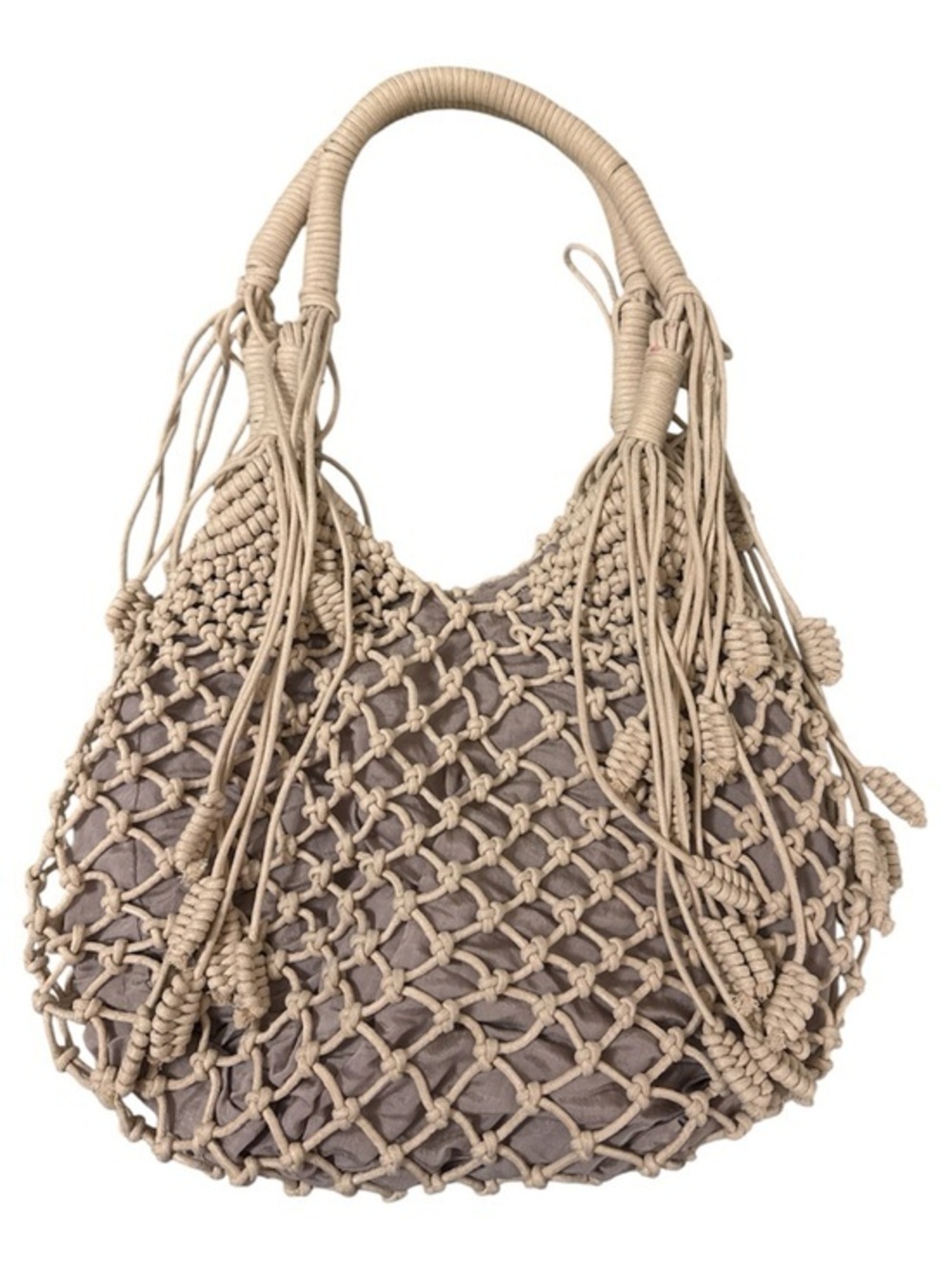 Monserat De Lucca Cream Macramé Shoulder Bag